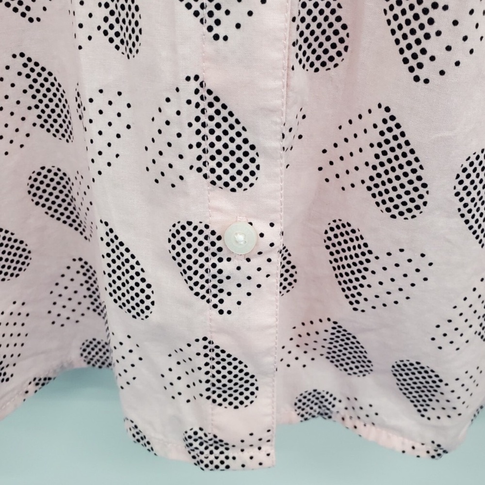 Tommy Hilfiger 🆕 100% Cotton Polka Dot Hearts Button Tab Roll Sleeves NWOT Sz 3x - Picture 11 of 14
